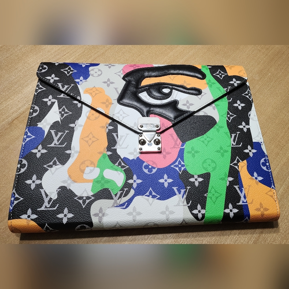 Louis Vuitton Clutch Bag Monogram LV Portrait Folder Mark GI0930 Multicolor M...